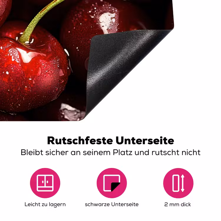 Rood - Fruit - Kersen Inductie beschermer vinyl 3mm klein -zzzzzzz-lf-onderkant