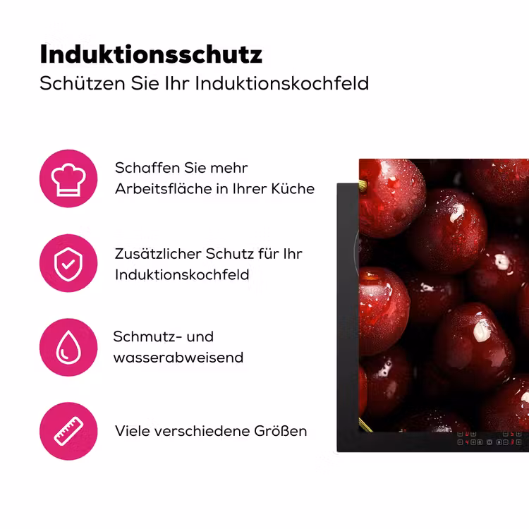 Rood - Fruit - Kersen Inductie beschermer vinyl 3mm klein -zzzzzzz-lf-ups