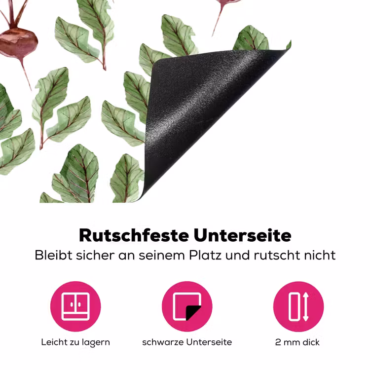 Rood - Bieten - Blad - Patroon Inductie beschermer vinyl 3mm klein 276 -zzzzzzz-lf-onderkant