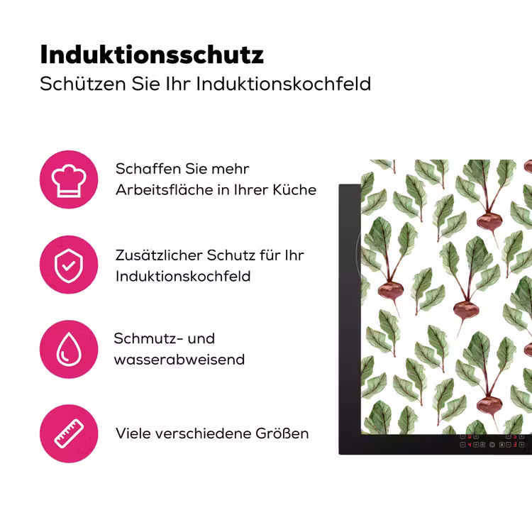 Rood - Bieten - Blad - Patroon Inductie beschermer vinyl 3mm klein 276 -zzzzzzz-lf-ups