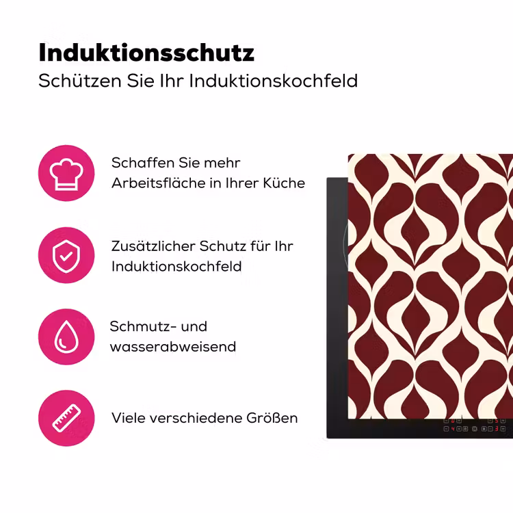 Rood - Druppelpatroon - Grafisch Inductie beschermer vinyl 3mm klein 276 -zzzzzzz-lf-ups