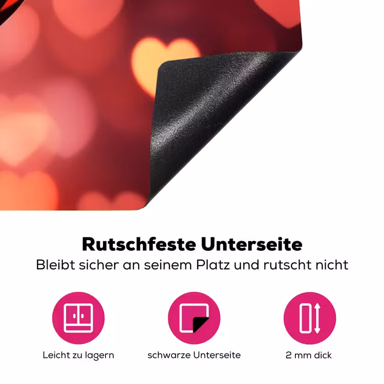 Rood - Wijn - Hartjes Inductie beschermer vinyl 3mm klein -zzzzzzz-lf-onderkant