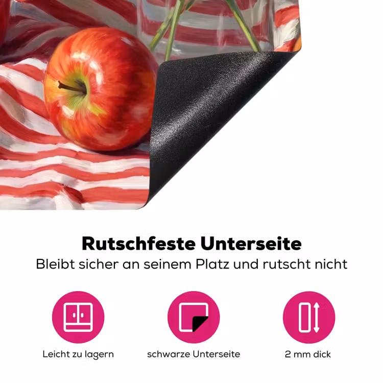 Herdabdeckplatte - Rote Blumen – Vase - Rode bloemen - Vaas Inductie beschermer vinyl 3mm middel