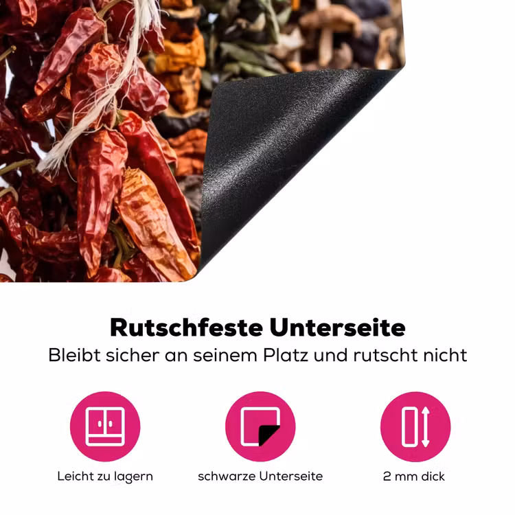 Herdabdeckplatte - Rote Chilischoten – Essen - Rode pepers - Eten Inductie beschermer vinyl 3mm middel