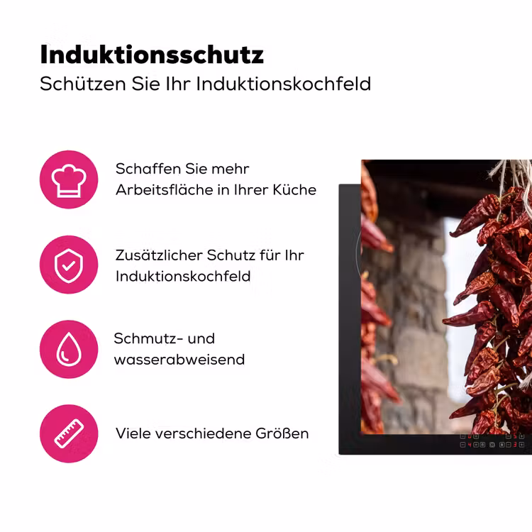 Herdabdeckplatte - Rote Chilischoten – Essen - Rode pepers - Eten Inductie beschermer vinyl 3mm middel