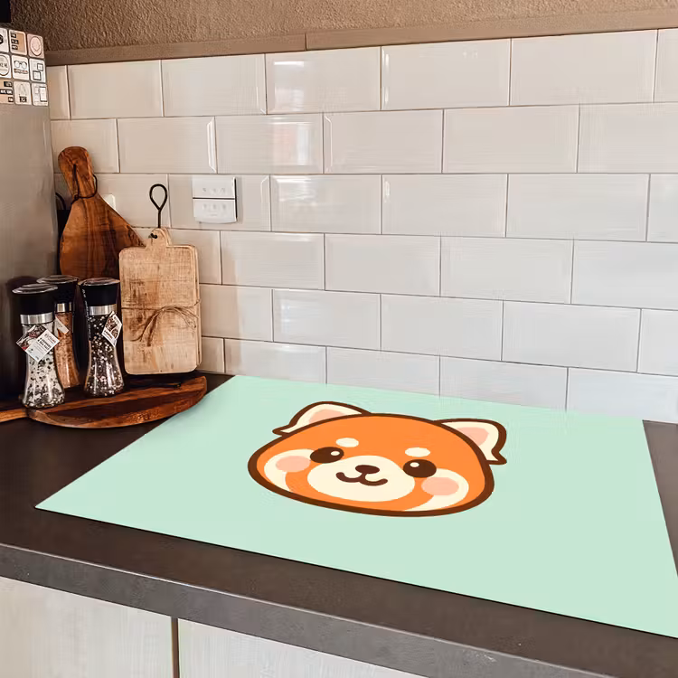 Rode panda - Groen - Cartoon Inductie beschermer vinyl 3mm klein -sfeer3