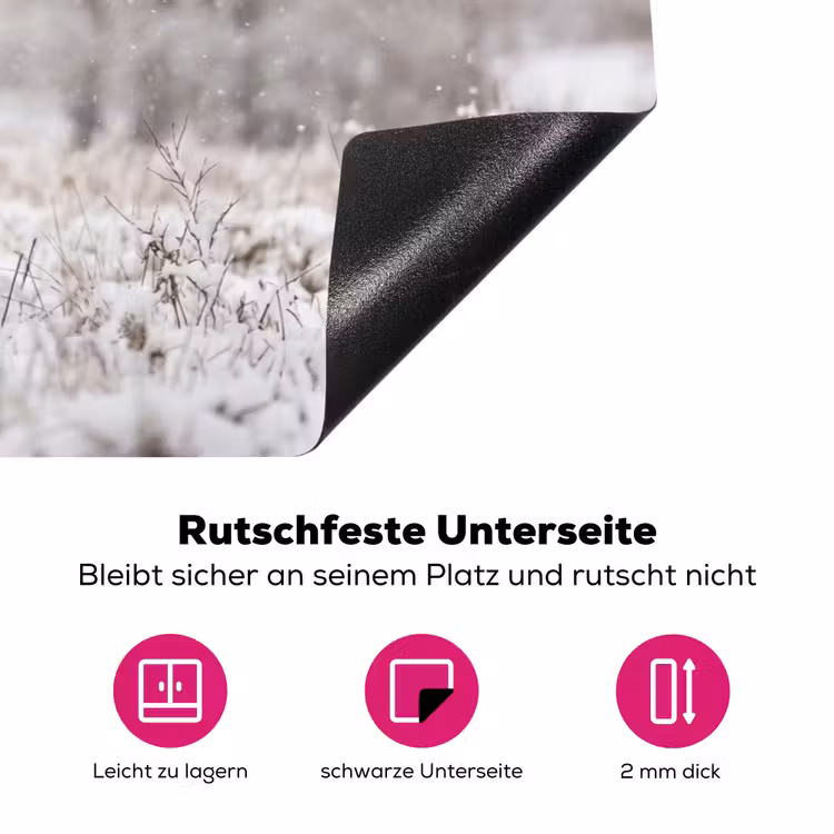 Edelhert - Bos - Sneeuw - Winter - Majestueus Inductie beschermer vinyl 3mm klein -zzzzzzz-lf-onderkant