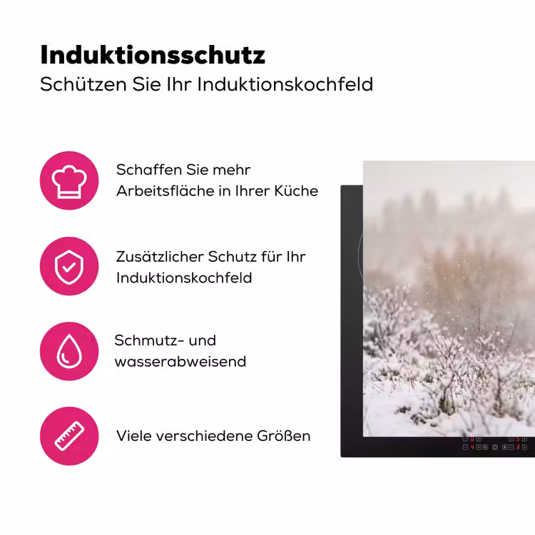 Edelhert - Bos - Sneeuw - Winter - Majestueus Inductie beschermer vinyl 3mm klein -zzzzzzz-lf-ups