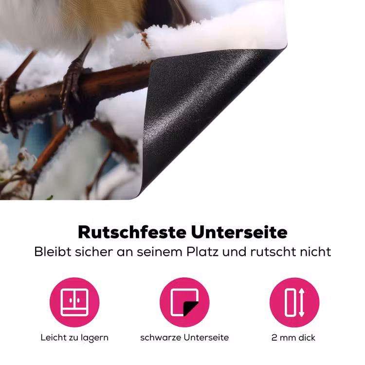 Roodborstje - Winter - Sneeuw - Vogel - Natuur Inductie beschermer vinyl 3mm middel -zzzzzzz-lf-onderkant