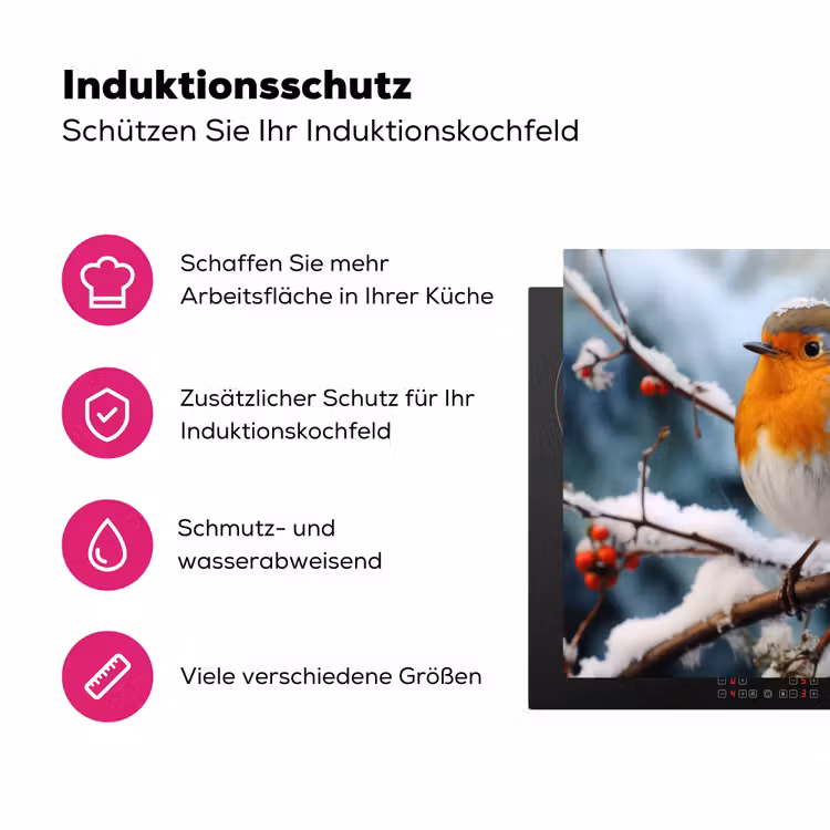 Roodborstje - Winter - Sneeuw - Vogel - Natuur Inductie beschermer vinyl 3mm middel -zzzzzzz-lf-ups