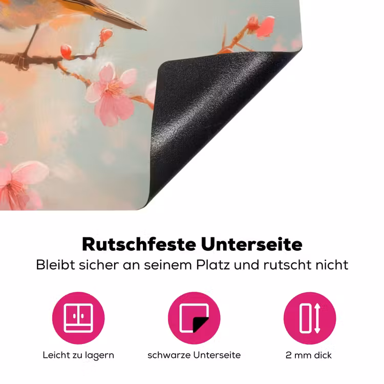 Roodborstjes - Sierlijk - Bloesemtak Inductie beschermer vinyl 3mm klein -zzzzzzz-lf-onderkant