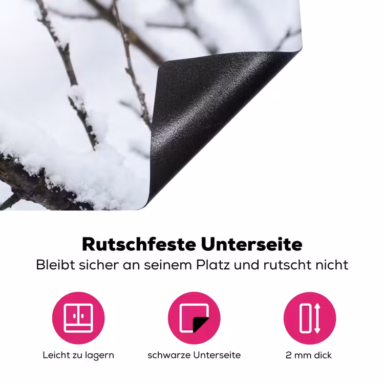 Roodborstje - Tak - Sneeuw - Winter - Levendig Inductie beschermer vinyl 3mm klein -zzzzzzz-lf-onderkant