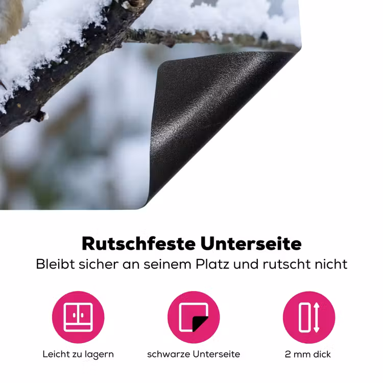 Roodborstje - Tak - Sneeuw - Winter - Levendig Inductie beschermer vinyl 3mm klein -zzzzzzz-lf-onderkant