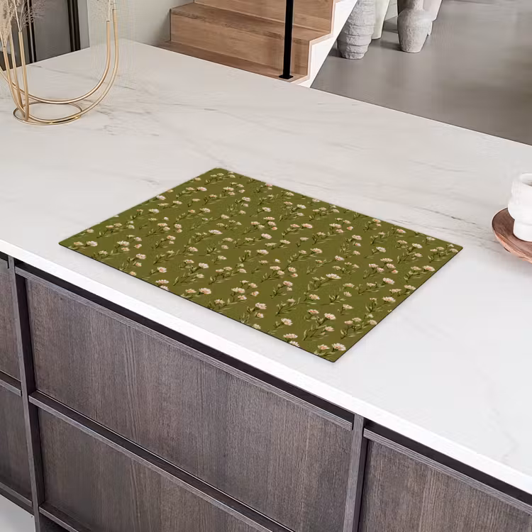 Landelijk - Bloemen - Groen Inductie beschermer vinyl 3mm klein 276 -sfeer8