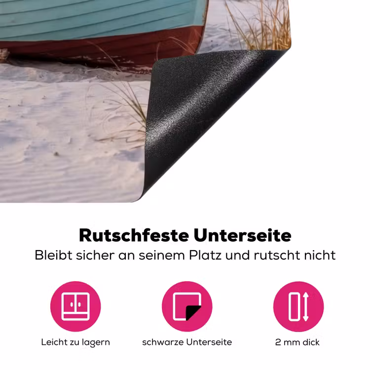 Rustiek - Roeiboot - Zandstrand Inductie beschermer vinyl 3mm klein -zzzzzzz-lf-onderkant