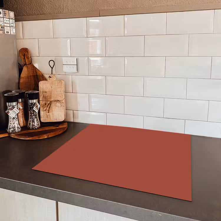 Rustic - Terracotta - Oranje Inductie beschermer vinyl 3mm middel 274 -sfeer3