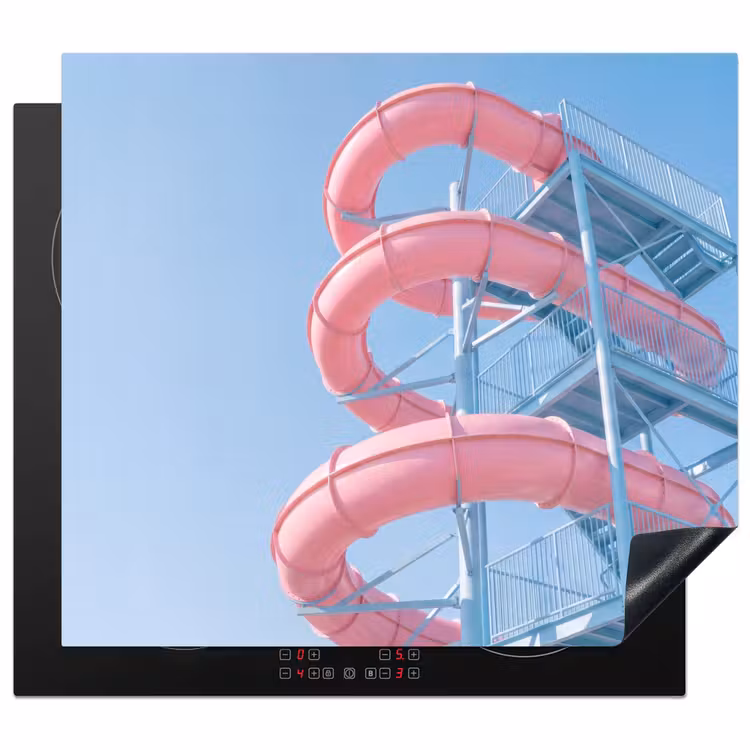 Glijbaan - Waterpark - Spiraal - Modern - Roze Inductie beschermer vinyl 3mm middel -3d