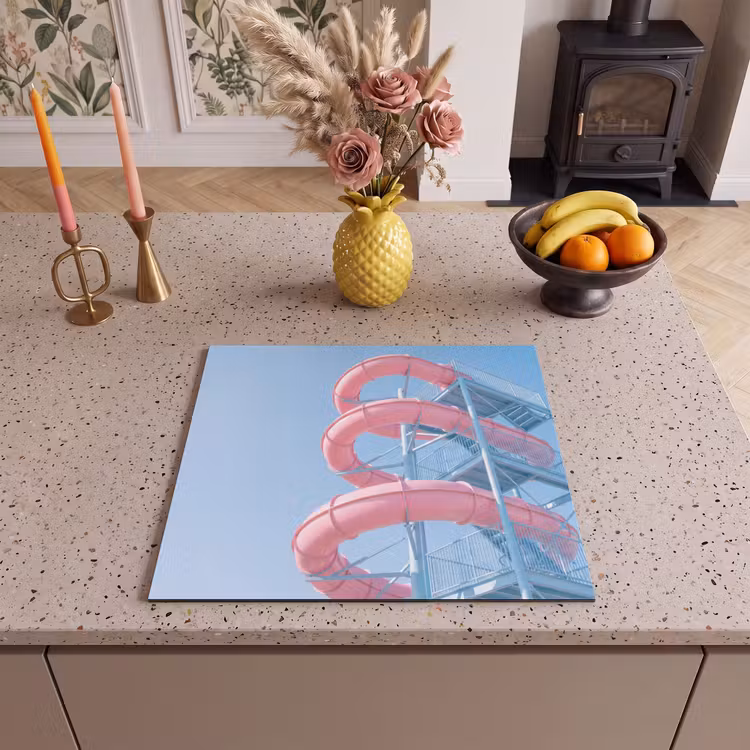 Glijbaan - Waterpark - Spiraal - Modern - Roze Inductie beschermer vinyl 3mm middel -sfeer3