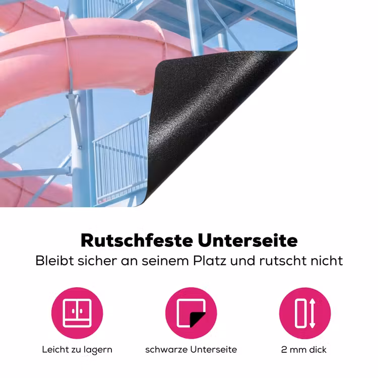Glijbaan - Waterpark - Spiraal - Modern - Roze Inductie beschermer vinyl 3mm middel -zzzzzzz-lf-onderkant