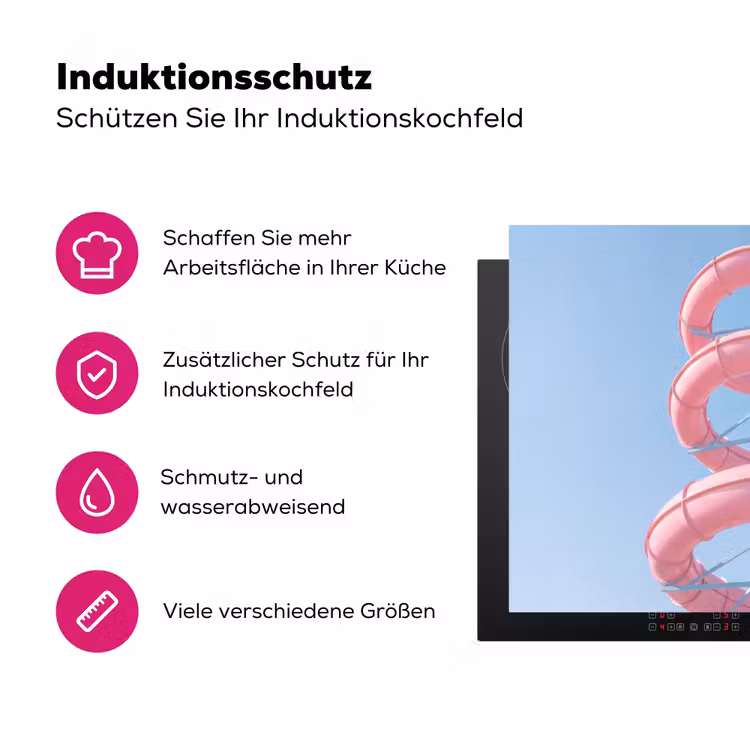 Glijbaan - Waterpark - Spiraal - Modern - Roze Inductie beschermer vinyl 3mm middel -zzzzzzz-lf-ups