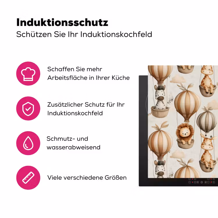 Safari - Luchtballonen - Taupe Inductie beschermer vinyl 3mm klein 276 -zzzzzzz-lf-ups