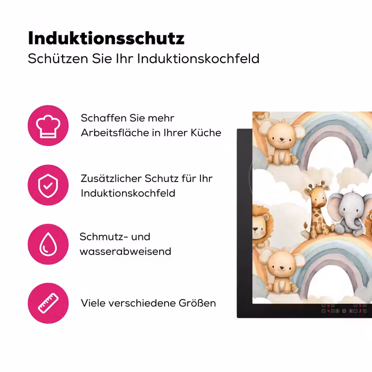 Safari - Regenboog - Kleurrijk Inductie beschermer vinyl 3mm klein 276 -zzzzzzz-lf-ups