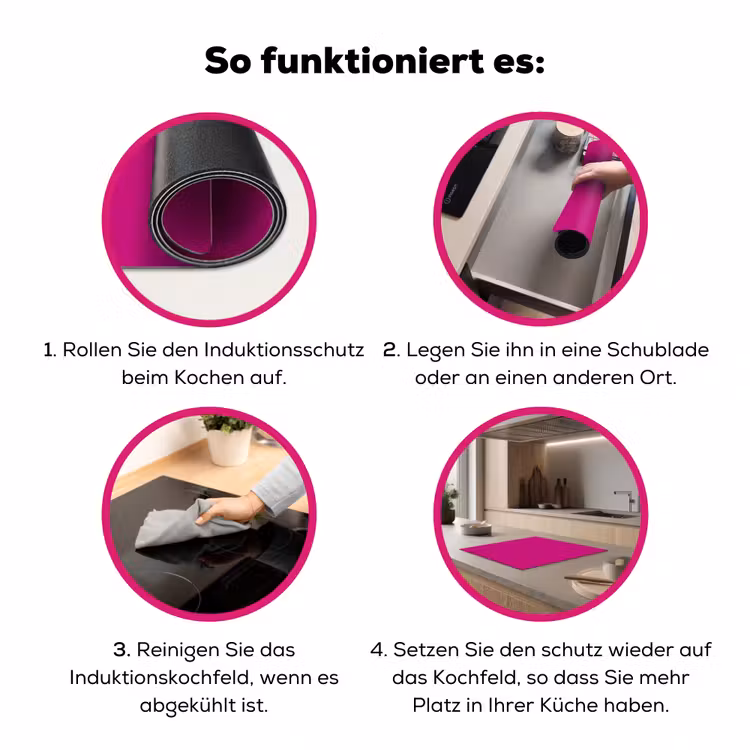 Velvet - Magenta - Roze Inductie beschermer vinyl 3mm middel 274 -zzzzzzz-lf-werking