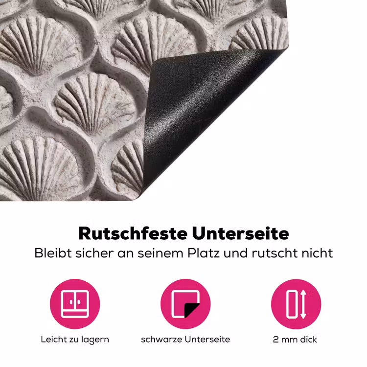 Zand - Schelpenvorm - Grijs Inductie beschermer vinyl 3mm klein 276 -zzzzzzz-lf-onderkant