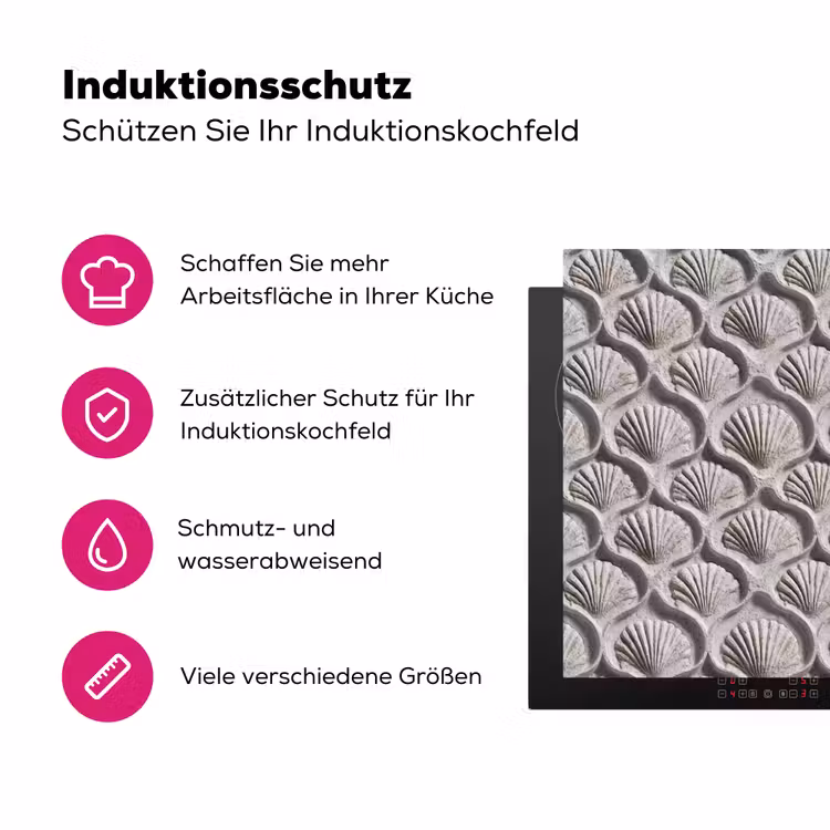Zand - Schelpenvorm - Grijs Inductie beschermer vinyl 3mm klein 276 -zzzzzzz-lf-ups