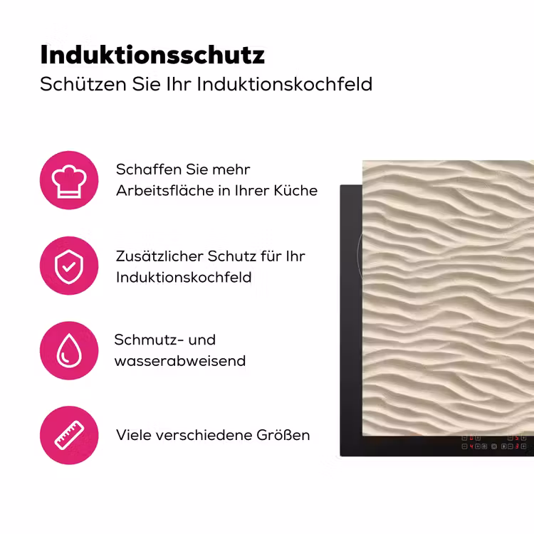 Zand - Golven - Beige Inductie beschermer vinyl 3mm klein 276 -zzzzzzz-lf-ups