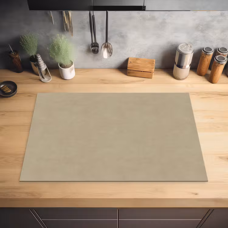 Zandkleur - Korrelige structuur - Beton Inductie beschermer vinyl 3mm klein 276 -sfeer5