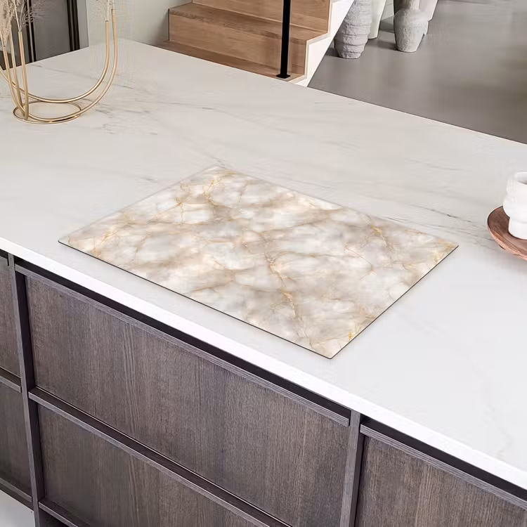 Zandkleurig - Marmer - Natuursteen Inductie beschermer vinyl 3mm klein 276 -sfeer8