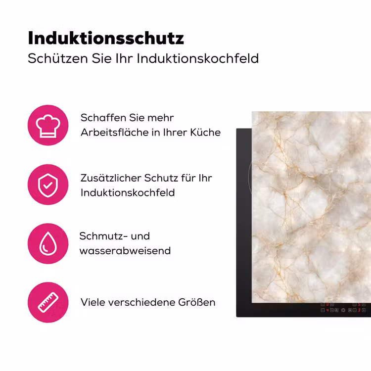 Zandkleurig - Marmer - Natuursteen Inductie beschermer vinyl 3mm klein 276 -zzzzzzz-lf-ups
