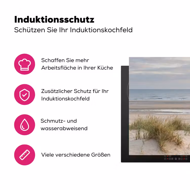 Zandstrand - Bewolkt - Duinen Inductie beschermer vinyl 3mm klein -zzzzzzz-lf-ups