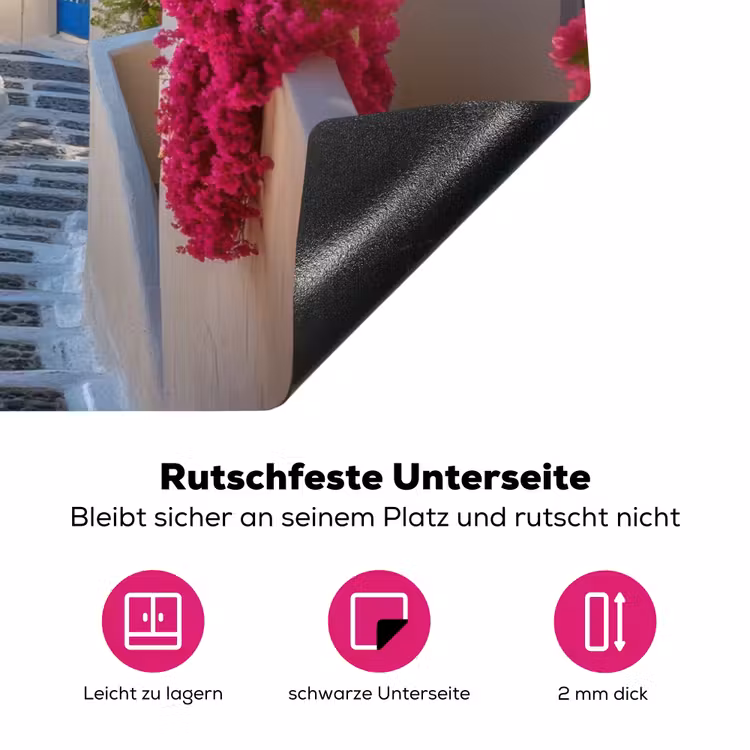 Santorini - Bloemen - Griekenland Inductie beschermer vinyl 3mm klein -zzzzzzz-lf-onderkant