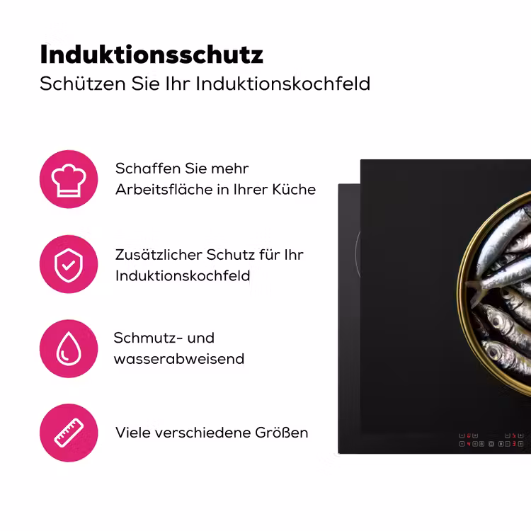 Sardines - Vissen - Rond - Zwart Inductie beschermer vinyl 3mm klein -zzzzzzz-lf-ups