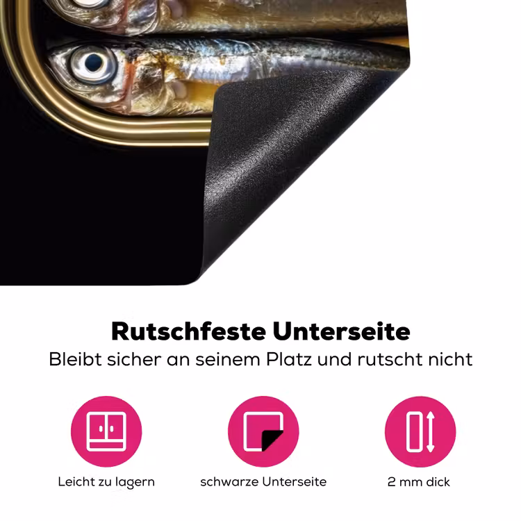 Sardines - Tekst - Vis - Blik Inductie beschermer vinyl 3mm klein -zzzzzzz-lf-onderkant