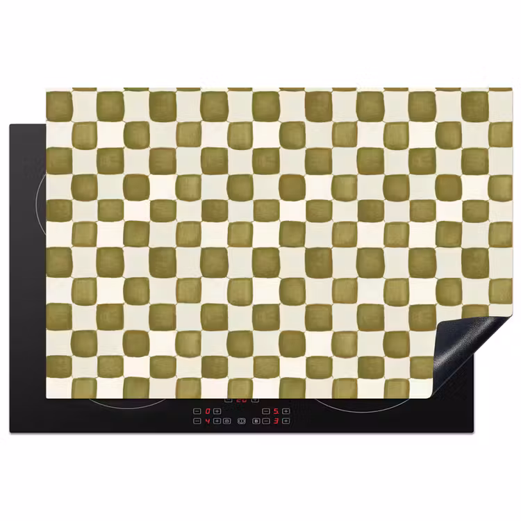 Schaak - Patroon - Groen Inductie beschermer vinyl 3mm klein 276 -3d