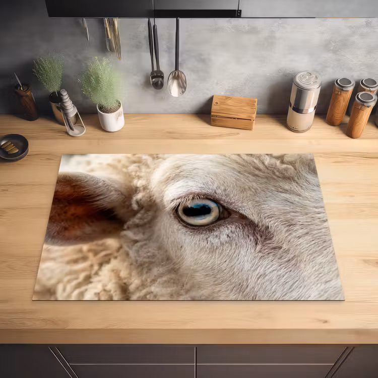 Schaap - Oog - Wit Inductie beschermer vinyl 3mm klein -sfeer5