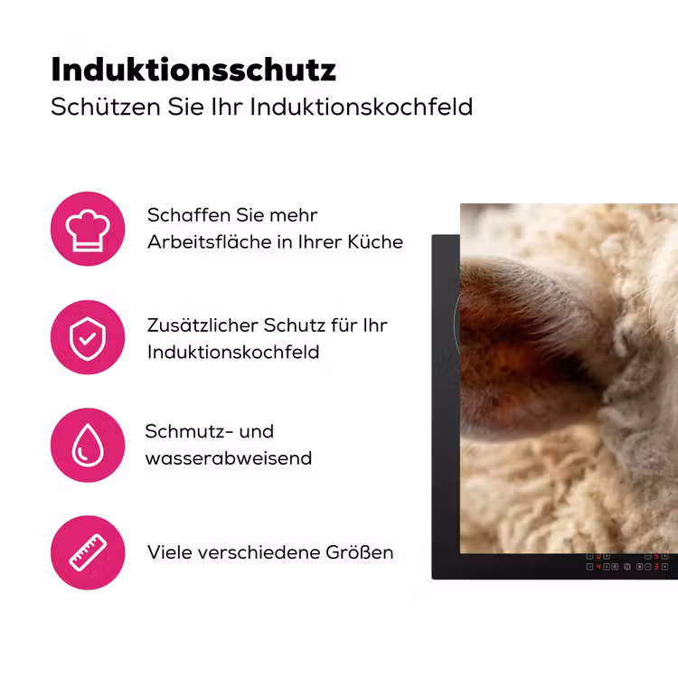 Schaap - Oog - Wit Inductie beschermer vinyl 3mm klein -zzzzzzz-lf-ups