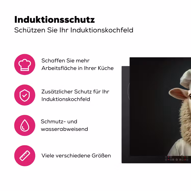 Schaap - Wol - Kok Inductie beschermer vinyl 3mm klein -zzzzzzz-lf-ups