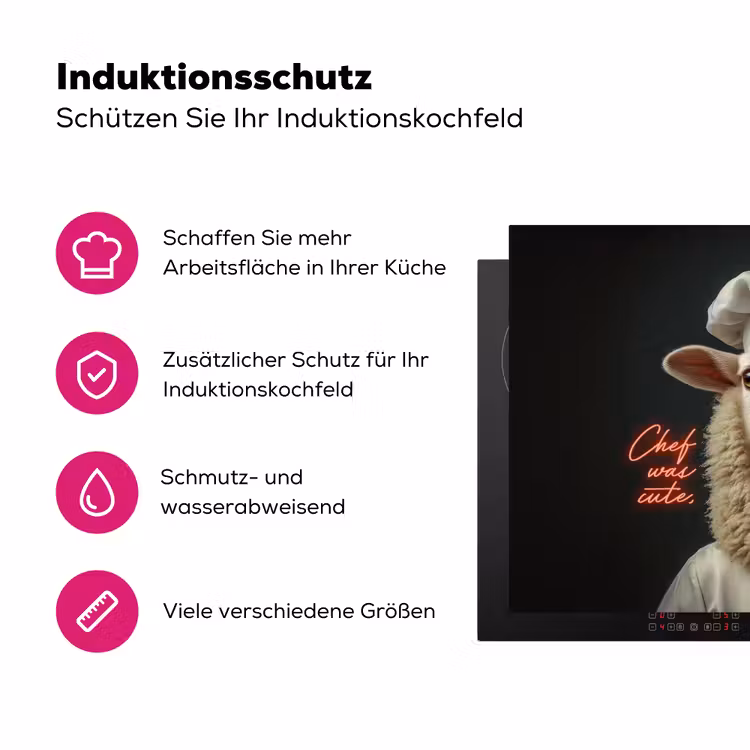 Schaap - Kokskleding - Neon - Quote Inductie beschermer vinyl 3mm klein -zzzzzzz-lf-ups