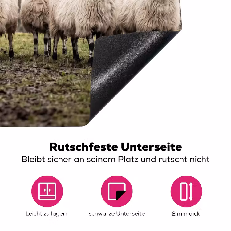 Schapen - Rij - Weide - Dieren - Platteland Inductie beschermer vinyl 3mm klein -zzzzzzz-lf-onderkant