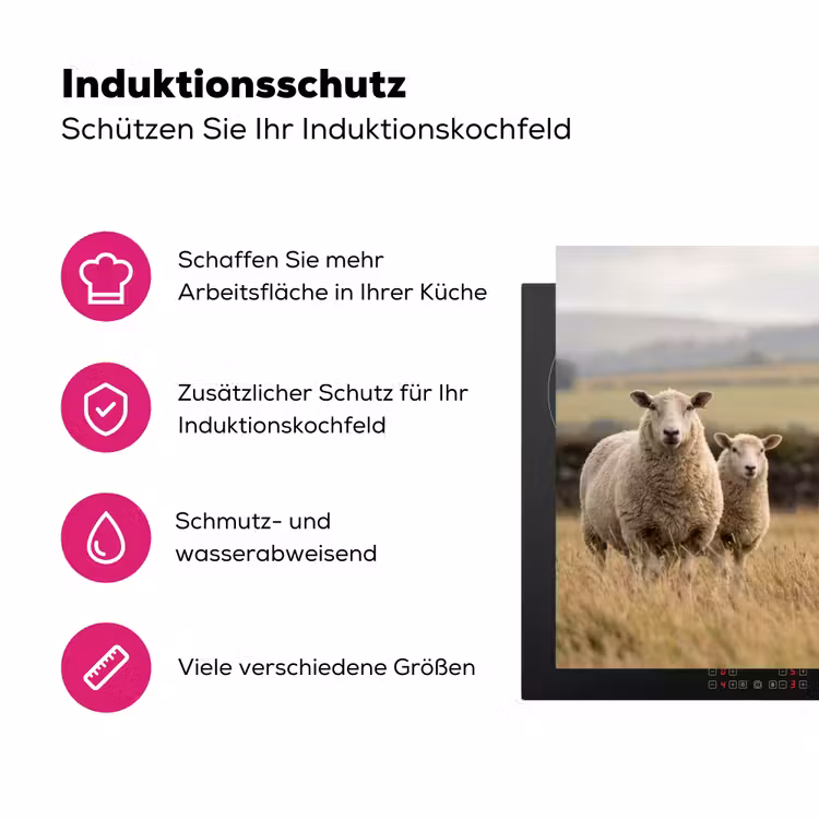 Schapen - Weidenlandschap - Heuvels Inductie beschermer vinyl 3mm klein -zzzzzzz-lf-ups