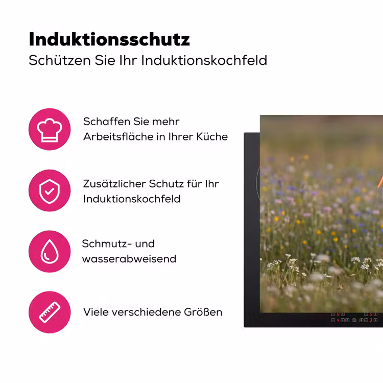 Ooienvaar - Bloemen - Weide - Kleurrijk Inductie beschermer vinyl 3mm klein -zzzzzzz-lf-ups