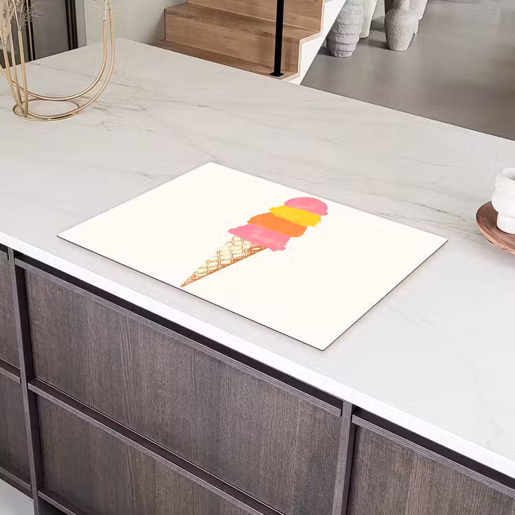 Schepijs - Hoorntje - Illustratie - Minimalistisch Inductie beschermer vinyl 3mm klein -sfeer8
