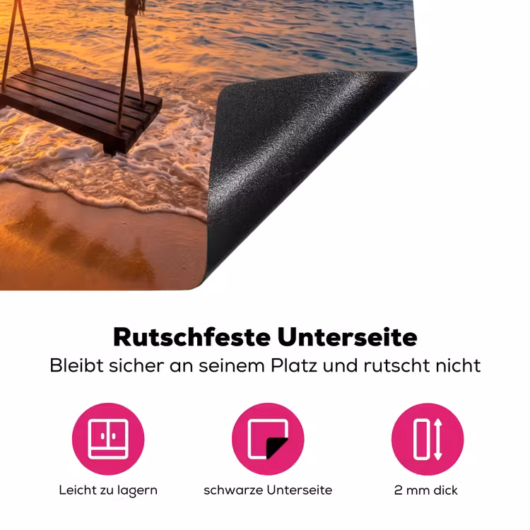 Schommel - Strand - Zonsondergang - Natuur - Oranje Inductie beschermer vinyl 3mm middel -zzzzzzz-lf-onderkant