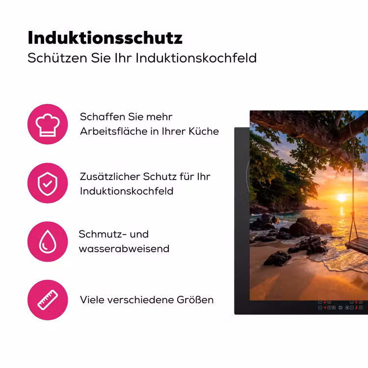 Schommel - Strand - Zonsondergang - Natuur - Oranje Inductie beschermer vinyl 3mm middel -zzzzzzz-lf-ups