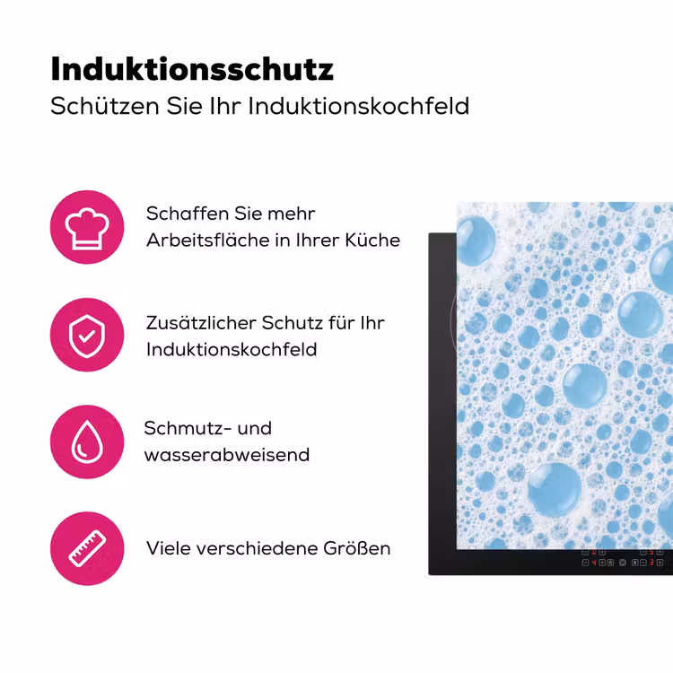 Schuim - Bubbels - Blauw Inductie beschermer vinyl 3mm klein -zzzzzzz-lf-ups