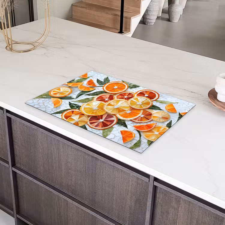 Schijfjes - Fruit - Oranje - Mozaïek Inductie beschermer vinyl 3mm klein -sfeer8